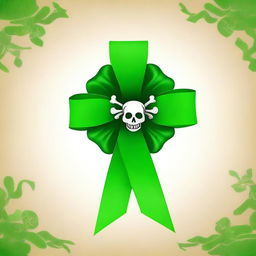 Design a rosette ribbon with a green pirate theme