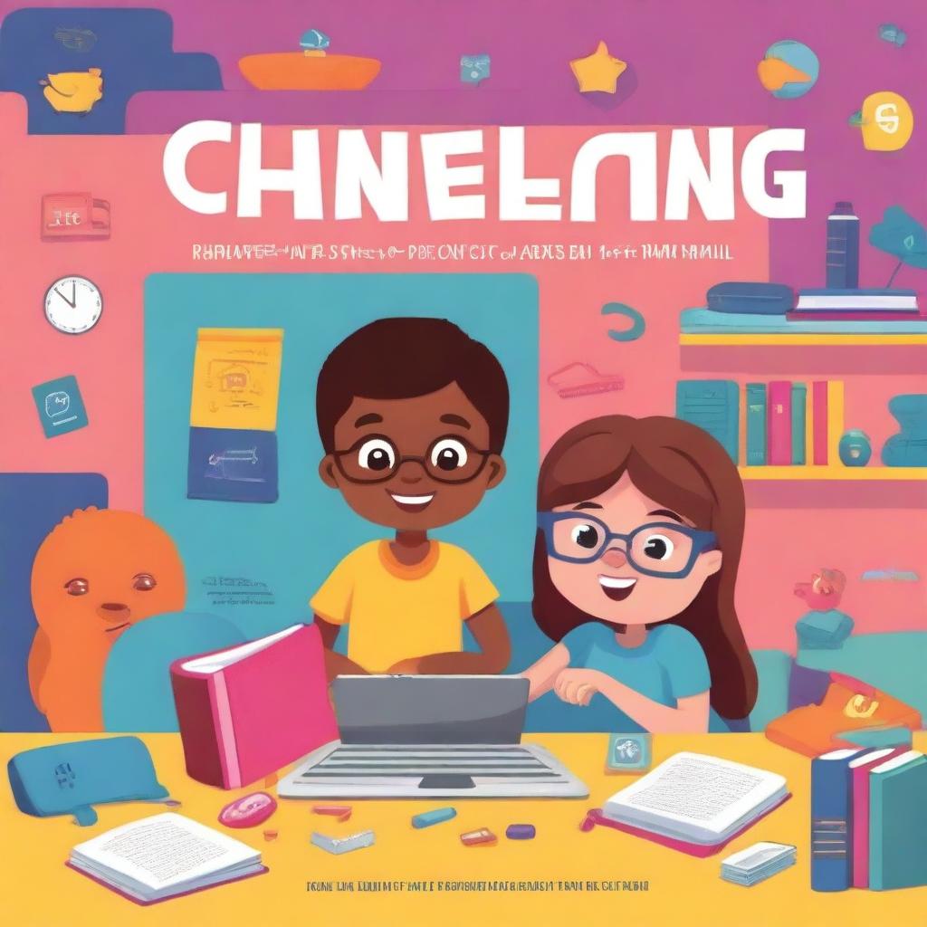 Create a vibrant and engaging book cover for a children's book that teaches HTML and CSS coding