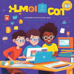 Create a vibrant and engaging book cover for a children's book that teaches HTML and CSS coding