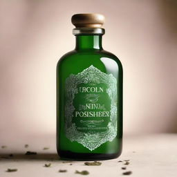 A simple book cover featuring a poison liquid made of herbs in a beautiful crystal glass bottle