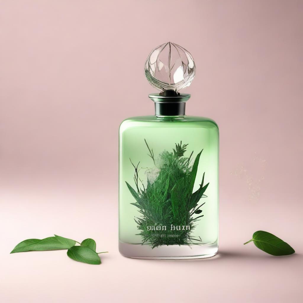 Create a very minimalistic and simple fantasy book cover featuring a poison liquid made of herbs