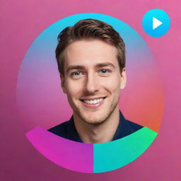 A stylish and engaging profile image for a video choices channel, incorporating vivid colors, a play button and thematic elements indicating options or choices.