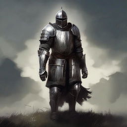 Create an image of a corrupted knight who has redeemed himself and become good again