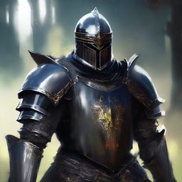 Create an image of a corrupted knight who has redeemed himself and become good again