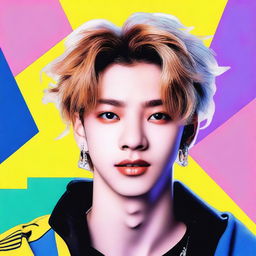 A detailed portrait of Felix from Stray Kids, capturing his youthful energy and charm