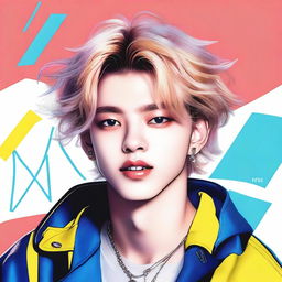 A detailed portrait of Felix from Stray Kids, capturing his youthful energy and charm