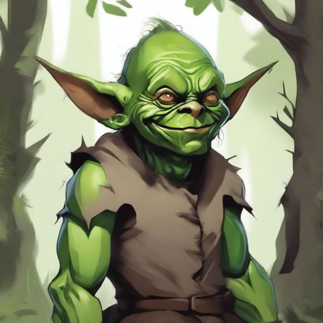 A detailed illustration of a Goblin from fantasy lore