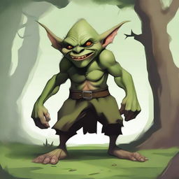 A detailed illustration of a Goblin from fantasy lore