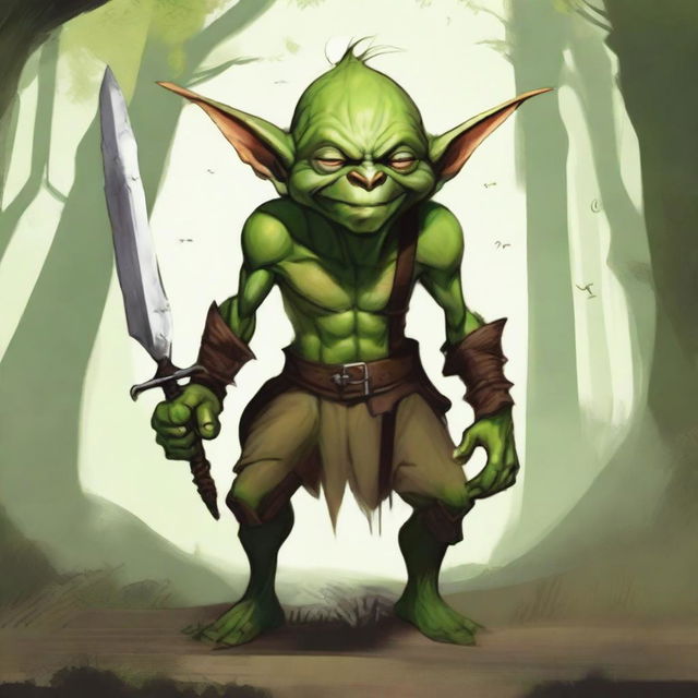 A detailed illustration of a Goblin from fantasy lore