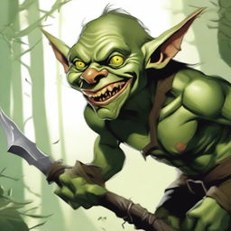 A detailed illustration of a Goblin from fantasy lore