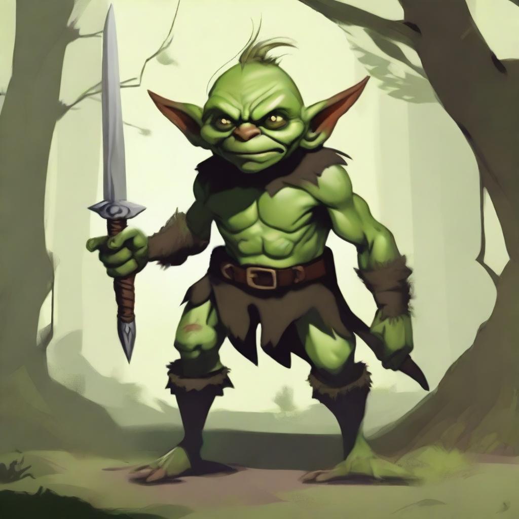 A detailed illustration of a Goblin from fantasy lore