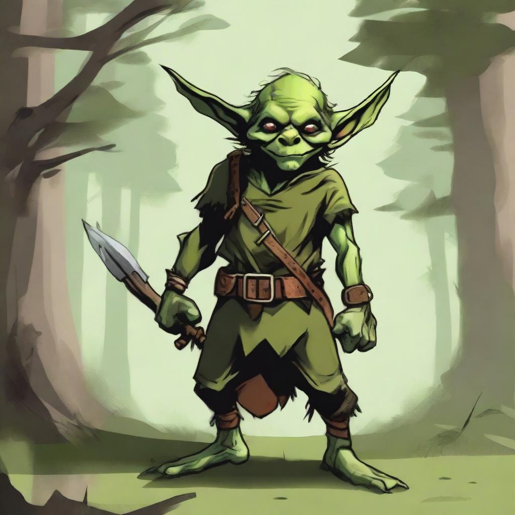 A detailed illustration of a Goblin from fantasy lore