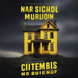 A thrilling book cover featuring a mysterious yellow house