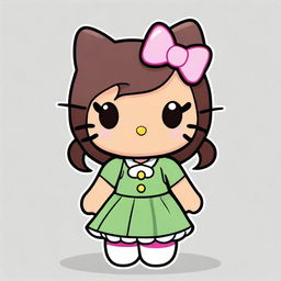 A Hello Kitty character with brown skin and green eyes