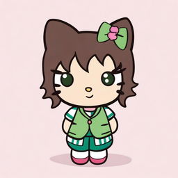 A Hello Kitty character with brown skin and green eyes