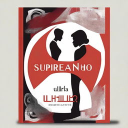 A book cover with a background in shades of red, white, and black