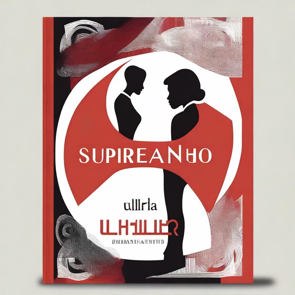 A book cover with a background in shades of red, white, and black