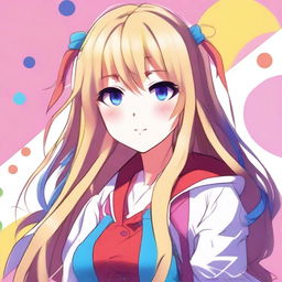 Create an image of an anime-style waifu character