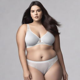 A sexy girl with a voluptuous figure wearing Calvin Klein brand underwear, posing confidently