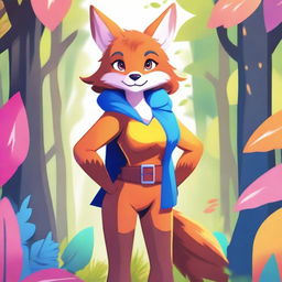 A detailed illustration of a female furry character, combining human and animal features