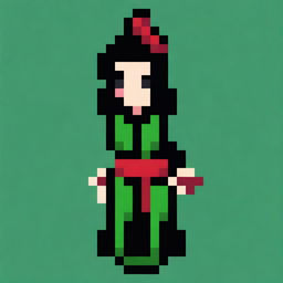 A 20-year-old character designed in a 32-pixel pixel art style for a beautiful game