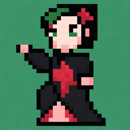 A 20-year-old character designed in a 32-pixel pixel art style for a beautiful game