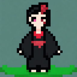 A 20-year-old character designed in a 32-pixel pixel art style for a beautiful game