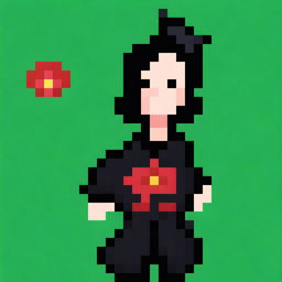 A 20-year-old character designed in a 32-pixel pixel art style for a beautiful game