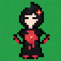 A 20-year-old character designed in a 32-pixel pixel art style for a beautiful game