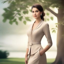 An artistic rendering of a woman with a confident posture