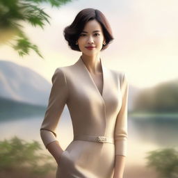 An artistic rendering of a woman with a confident posture