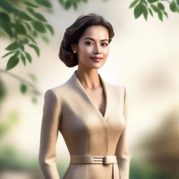 An artistic rendering of a woman with a confident posture