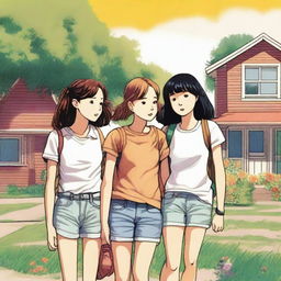 A movie poster showing three friends, two girls and one boy, facing the dramas of a theoretically perfect urbanization during the summer