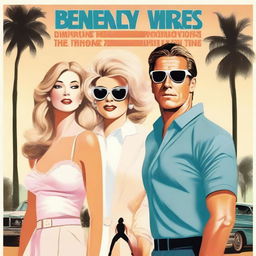 A poster featuring two adult women and one adult man dealing with personal dramas in Beverly Hills