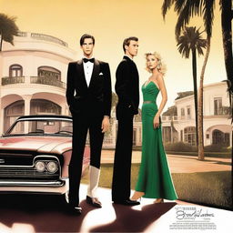 A tall poster featuring an adult boy and two adult girls facing various dramas in Beverly Hills