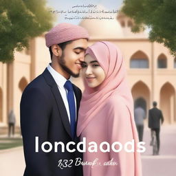 A romantic novel cover featuring a student council president (presma) and a hijab-wearing female student