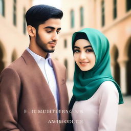 A romantic novel cover featuring a student council president (presma) and a hijab-wearing female student