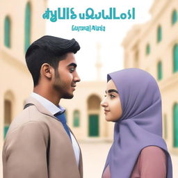 A romantic novel cover featuring a student council president (presma) and a hijab-wearing female student