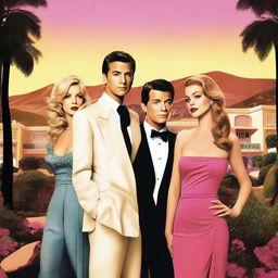 A tall poster featuring an adult boy and two adult girls facing various dramas in Hollywood Hills