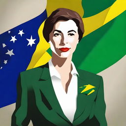 Create a poster of Isadora Malinov, an imposing vice-president with a sophisticated presence