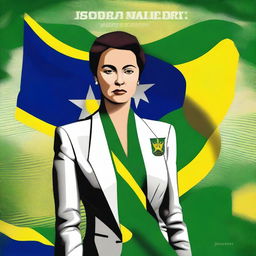 Create a poster of Isadora Malinov, an imposing vice-president with a sophisticated presence