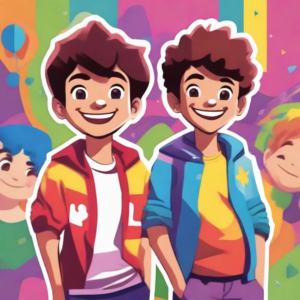 A poster featuring two boys standing side by side