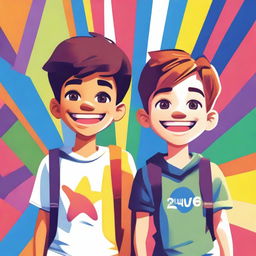 A poster featuring two boys standing side by side