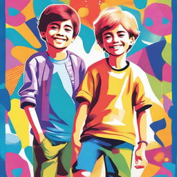 A poster featuring two boys standing side by side