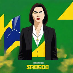 Create a poster of Isadora Malinov, an imposing vice-president with a sophisticated presence