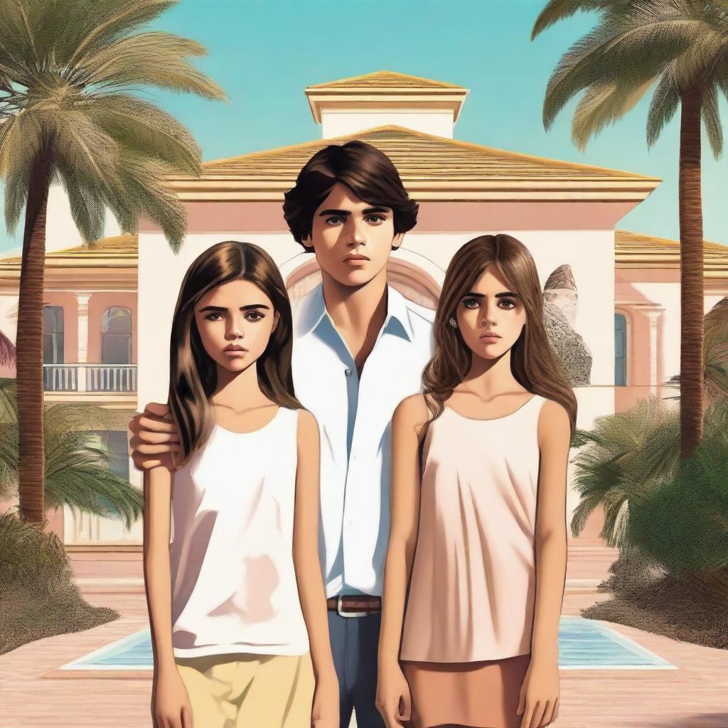 A poster featuring one boy and two girls facing their personal dramas in an affluent neighborhood in Marbella