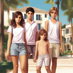 A poster featuring one boy and two girls facing their personal dramas in an affluent neighborhood in Marbella