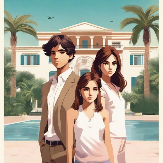 A poster featuring one boy and two girls facing their personal dramas in an affluent neighborhood in Marbella