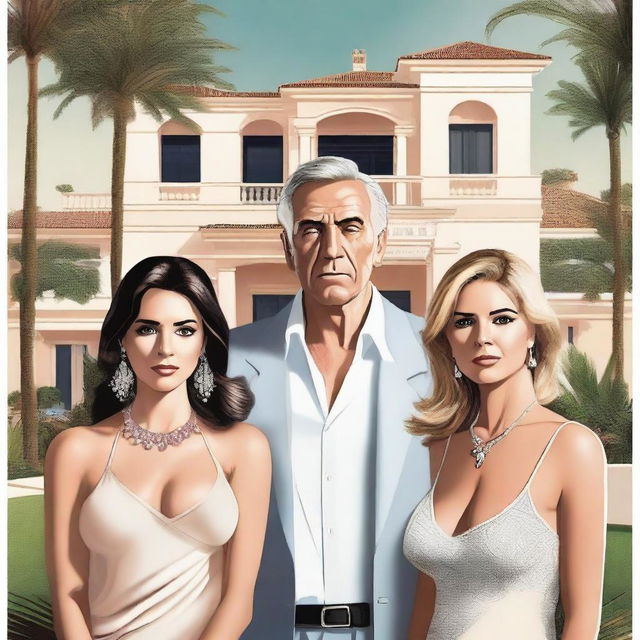 A poster featuring one adult man and two adult women facing their personal dramas in an affluent neighborhood in Marbella