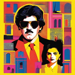 A poster in the style of Pedro Almodóvar, featuring vibrant colors and dramatic compositions